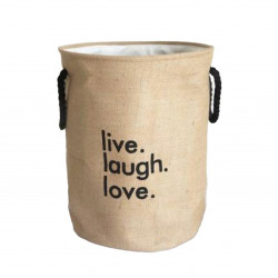 ตะกร้าผ้าทรงกลม ลาย Live Laugh Love ขนาด 35x45 ซม., ของใช้ภายในบ้าน (Home Living)