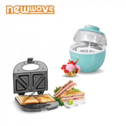 เซต Newwave เครื่องทำแซนด์วิช รุ่น NW-SW01 และ NEWWAVE เครื่องทำไอศกรีม 0.6 ลิตร รุ่น NW-ICM01 สีฟ้า, เครื่องใช้ในครัว (Kitchen Appliances)