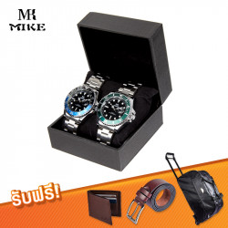 MIKE เซตนาฬิกาข้อมือสแตนเลส แพคคู่ (ขอบเขียวและขอบดำน้ำเงิน), นาฬิกา เครื่องประดับ (Watches & Accessories)
