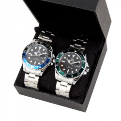 MIKE เซตนาฬิกาข้อมือสแตนเลส แพคคู่ (ขอบเขียวและขอบดำน้ำเงิน), นาฬิกา เครื่องประดับ (Watches & Accessories)