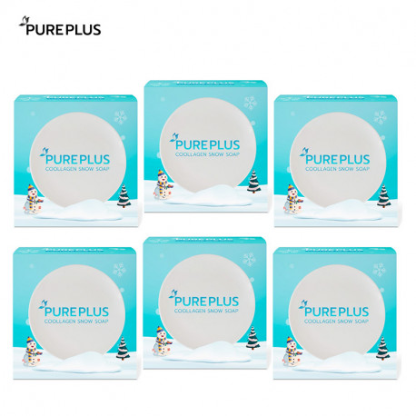 Pureplus Coollagen Snow Soap สบู่เพียวพลัส จำนวน 6 ก้อน