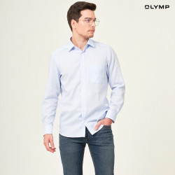OLYMP เสื้อเชิ้ตผู้ชาย แขนยาว ผ้าเท็กเจอร์สีฟ้าอ่อน รุ่น Luxor, แฟชั่น (Fashion)