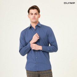 OLYMP เสื้อเชิ้ตผู้ชาย แขนยาว ผ้าเรียบสีน้ำเงินเข้ม รุ่น Level Five Shirt, แฟชั่น (Fashion)