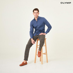 OLYMP เสื้อเชิ้ตผู้ชาย แขนยาว ผ้าเรียบสีน้ำเงินเข้ม รุ่น Level Five Shirt