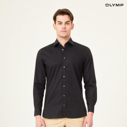 OLYMP เสื้อเชิ้ตผู้ชาย แขนยาว ผ้าเรียบสีดำ รุ่น Level five, แฟชั่น (Fashion)