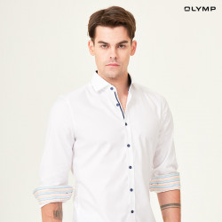 OLYMP เสื้อเชิ้ตผู้ชาย แขนยาว แต่งดีเทล ผ้าเท็กเจอร์สีขาว รุ่น Level Five, แฟชั่น (Fashion)