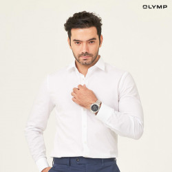 OLYMP เสื้อเชิ้ตผู้ชาย แขนยาว ผ้าเรียบสีขาว รุ่น NO.SIX, แฟชั่น (Fashion)