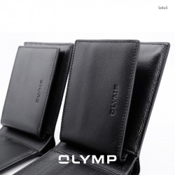 OLYMP Wallet กระเป๋าสตางค์ สีดำลาย แบบ 2 พับ หนังฟูลเกรนแท้