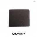OLYMP Wallet กระเป๋าสตางค์ สีน้ำตาลลาย แบบ 2 พับ หนังฟูลเกรนแท้