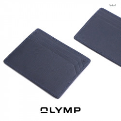OLYMP CARD HOLDER สีน้ำเงิน หนังฟูลเกรนแท้ มีช่องกลาง, แฟชั่น (Fashion)