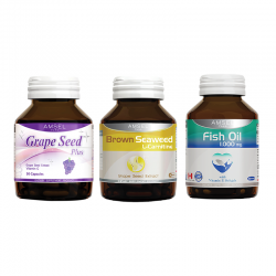 เซตอาหารเสริม Amsel Grape Seed Plus + Brown Seaweed + Fish Oil