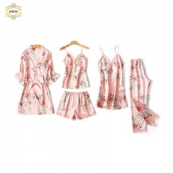 ชุดนอนผ้าไหมซาติน เซ็ต 5 ชิ้น Wolfox รุ่น (Blossom Dream), แฟชั่น (Fashion)