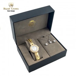 Royal Crown รุ่น Gold Series เซ็ทนาฬิกาข้อมือผู้หญิง พร้อมเครื่องประดับ, แฟชั่น (Fashion)