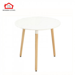 TS modern living โต๊ะทรงกลมท็อปไม้ MDF ผิวเมลามีน สีขาว ขนาด 60x60 cm, 