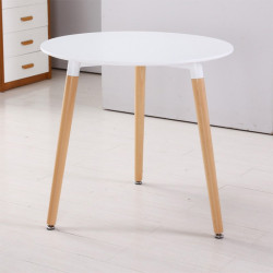 TS modern living โต๊ะทรงกลมท็อปไม้ MDF ผิวเมลามีน สีขาว ขนาด 60x60 cm, เฟอร์นิเจอร์ ของตกแต่งบ้าน (Furniture)